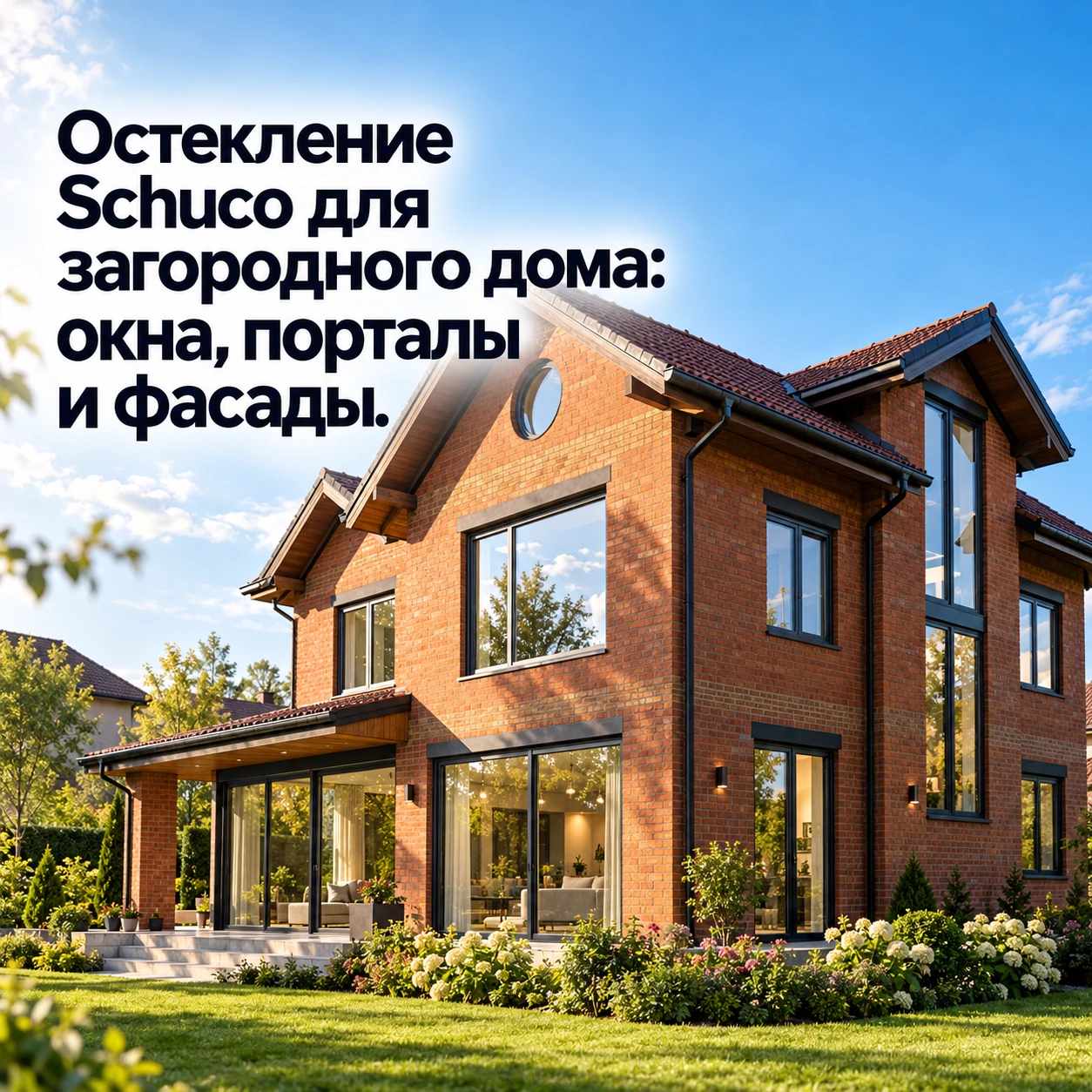 Панорамное остекление Schuco современного загородного дома